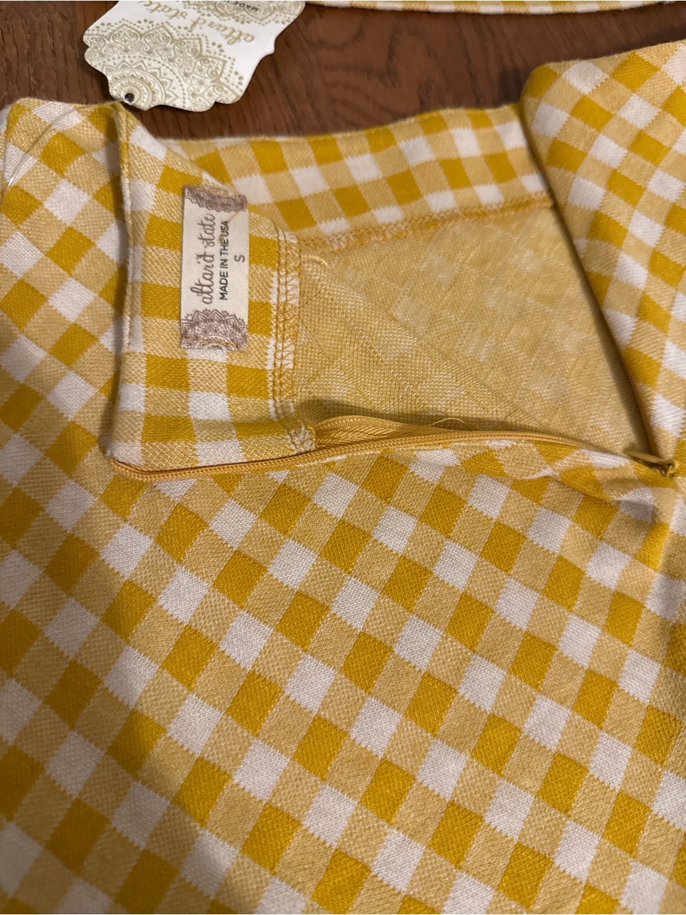 NWT Altar'd State Yellow Gingham Two Piece Set Crop Top Mini Skirt Co-Ord S - Picture 3 of 16